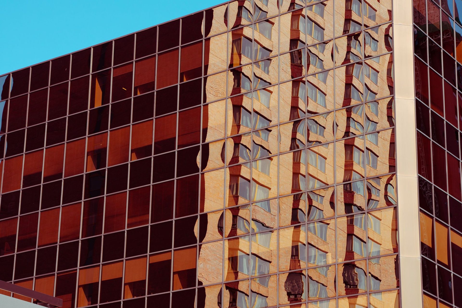 Modern glass curtain wall building — contemporary architectural landmark in downtown Hamilton